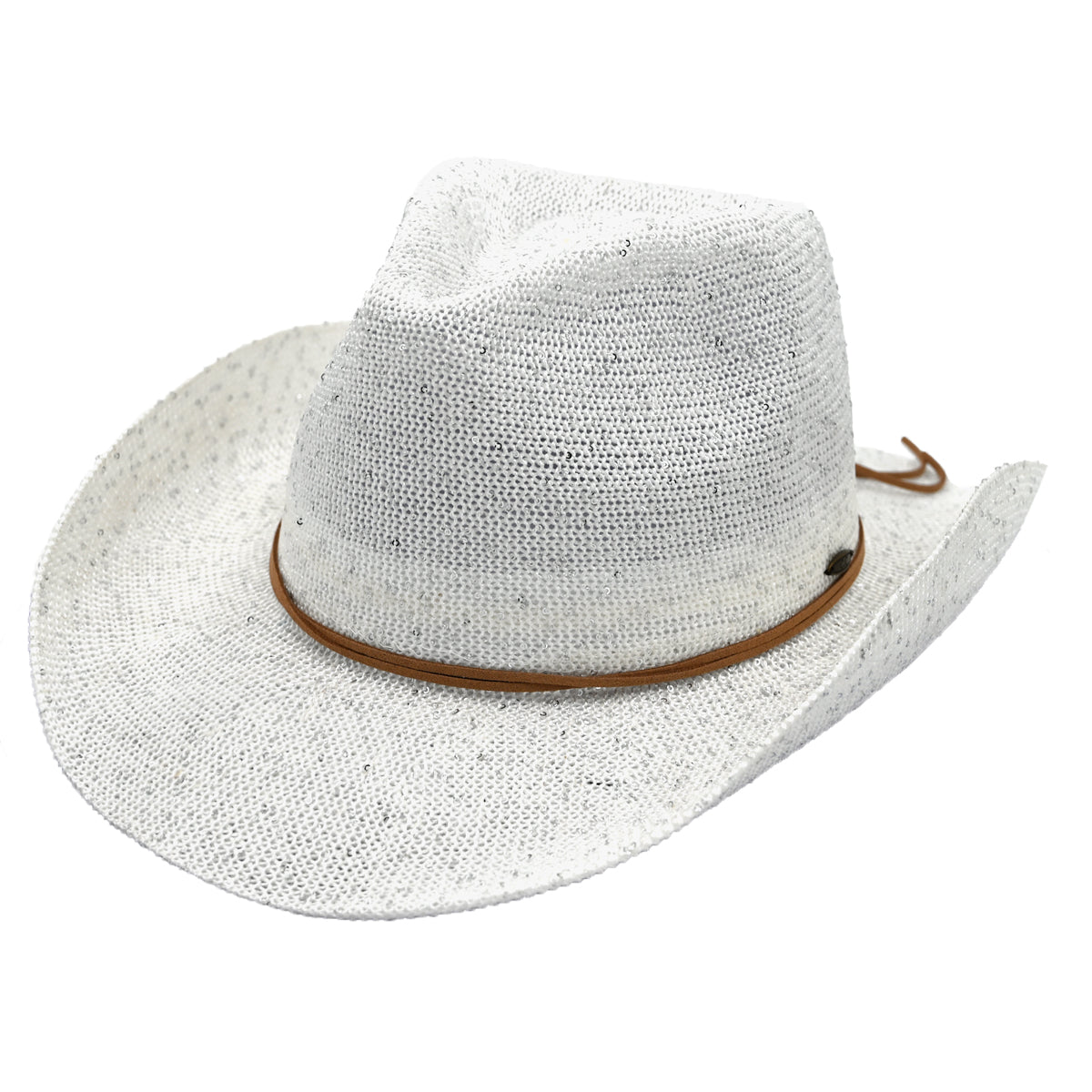 C.C Sequin Suede String Trim Cowboy Hat