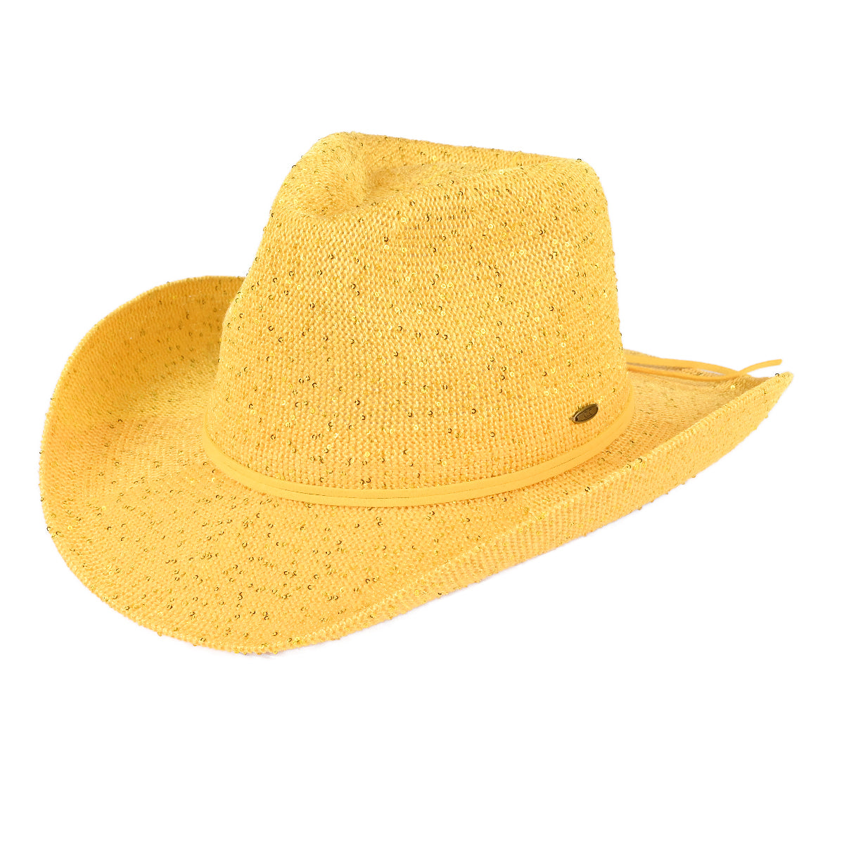 C.C Sequin Suede String Trim Cowboy Hat