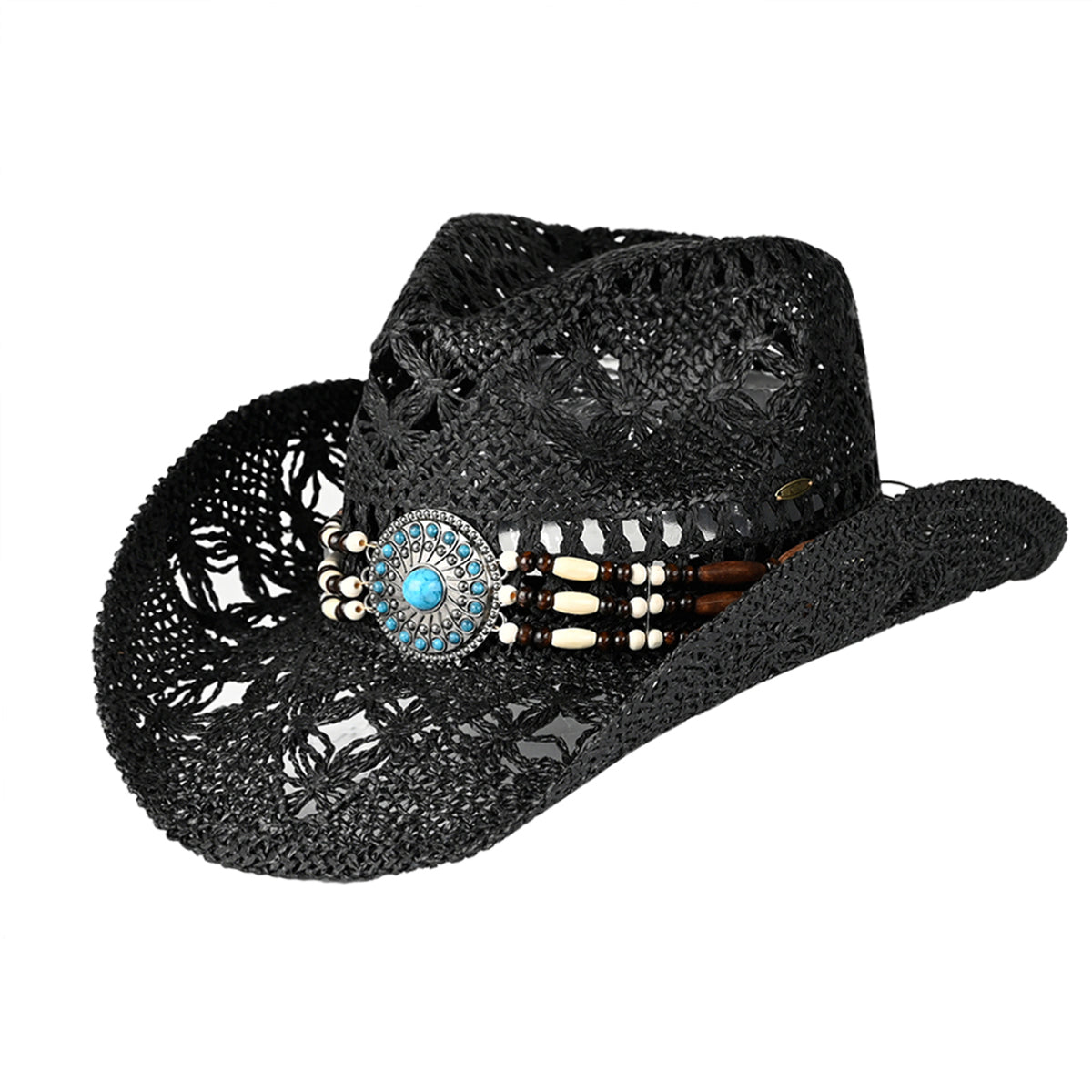 C.C Wooden Bead Band Tea-Stain Open Weave Cowboy Hat – Western Hat
