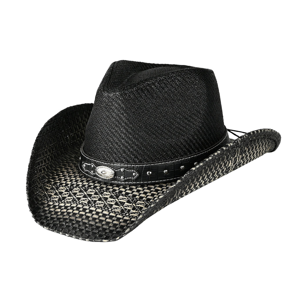 C.C Texture Cut & Sew Cowboy Hat – Vegan Leather Trim Western Hat