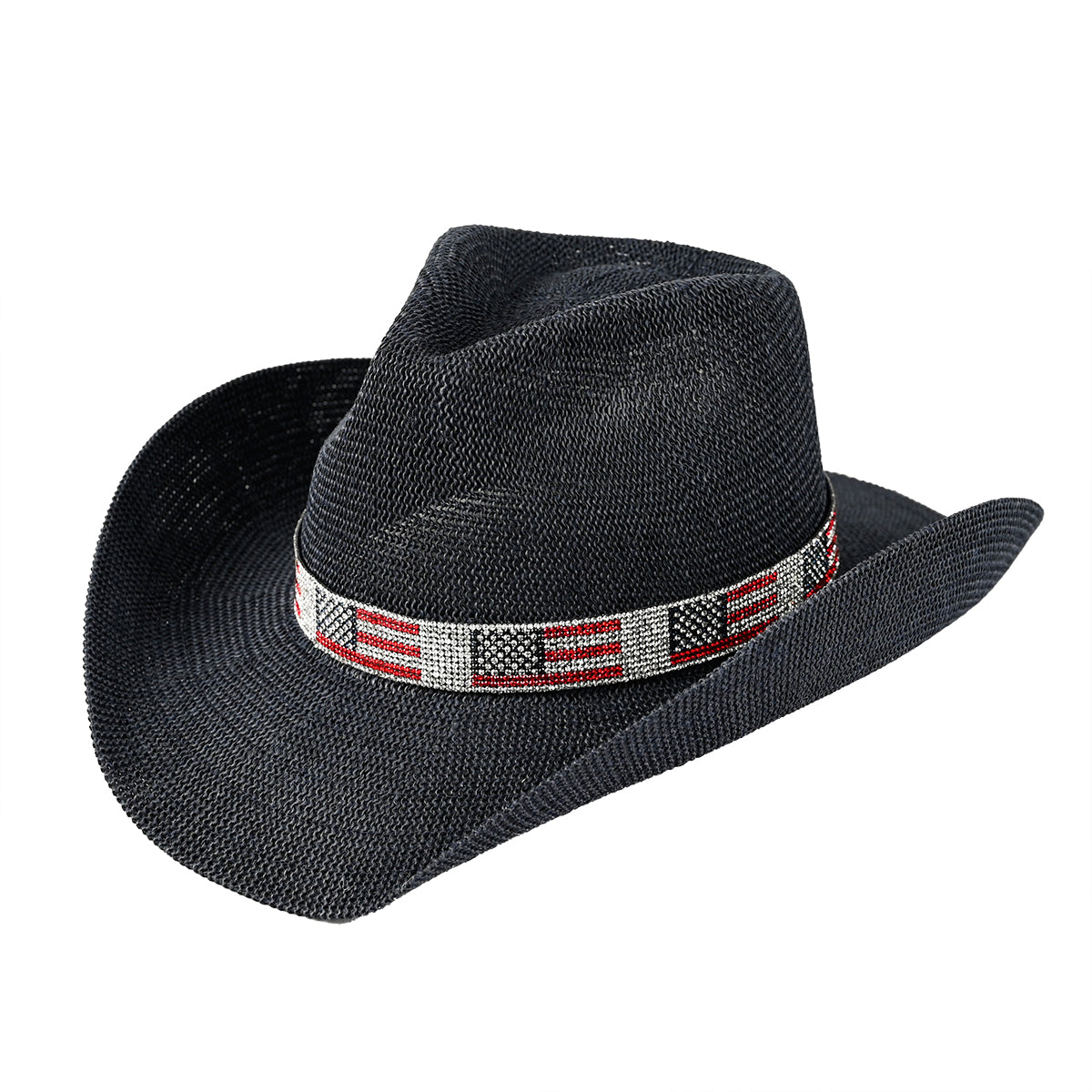 C.C USA Flag Rhinestone Band Cowboy Hat – Patriotic Sparkle Western Hat