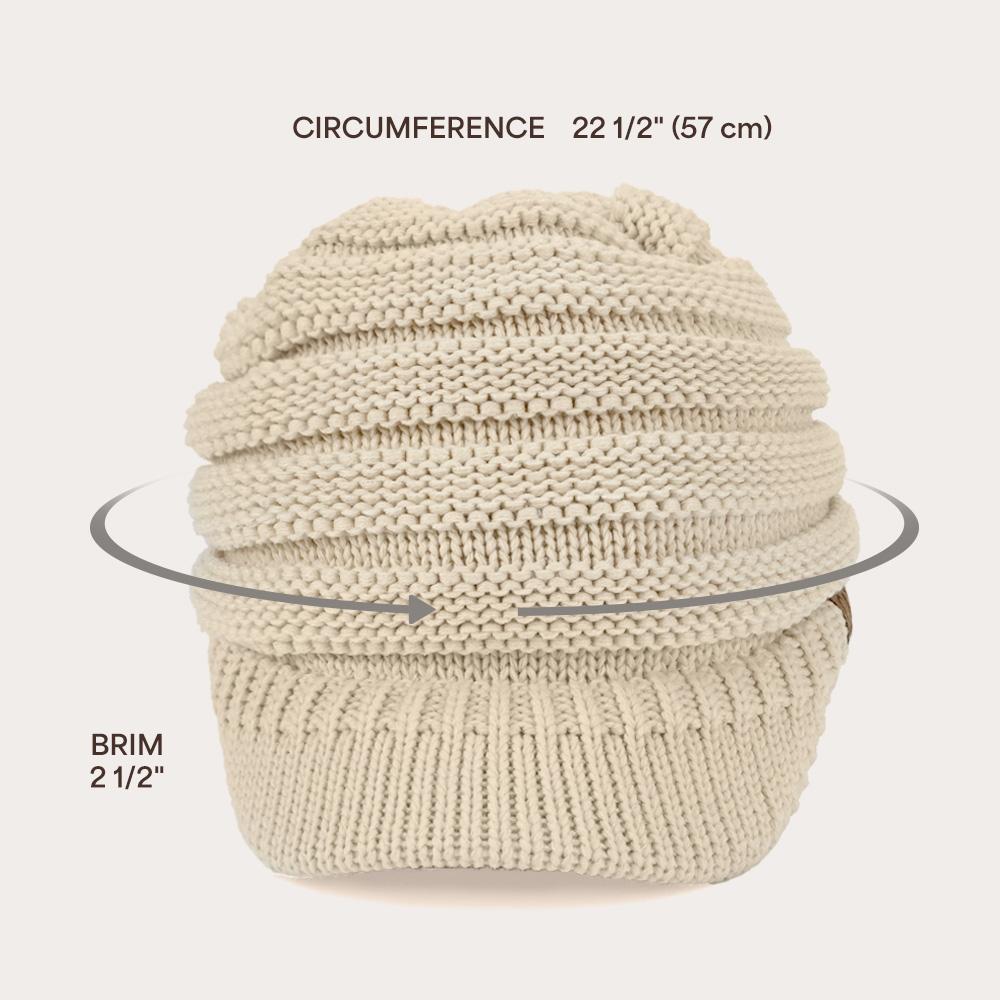 C.C Knitted Criss-Cross Ponytail Visor Beanie