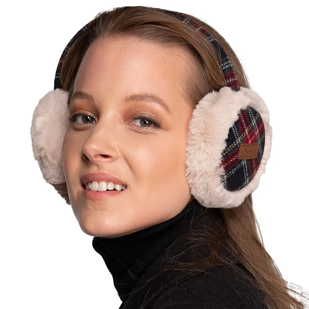 C.C Plaid Pattern Earmuffs