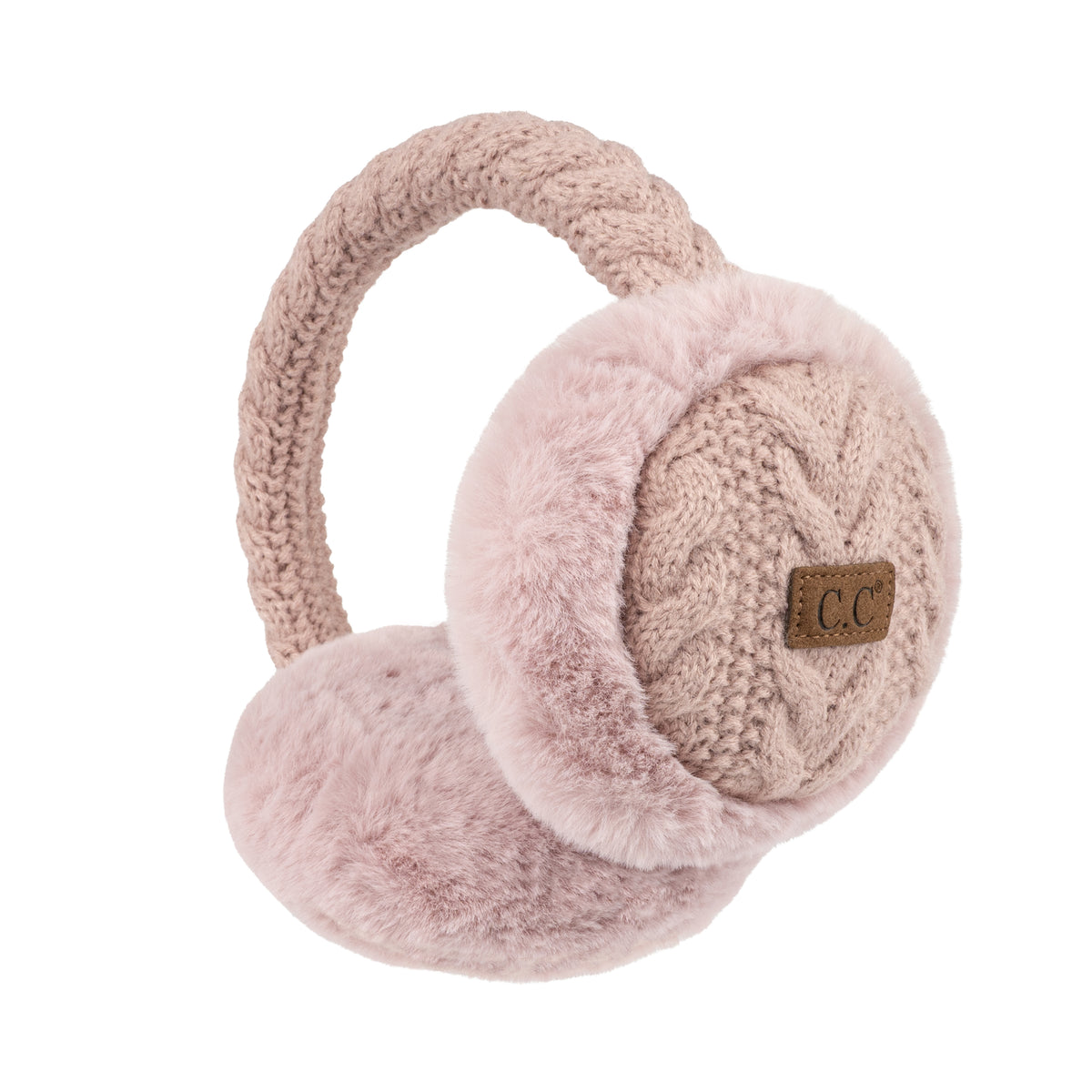 C.C Cable Knit Faux Fur Earmuffs