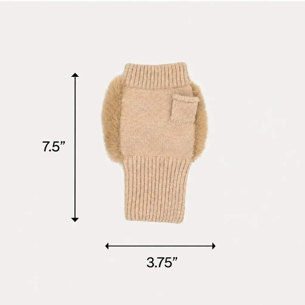 C.C Faux Fur Bow Fingerless Gloves
