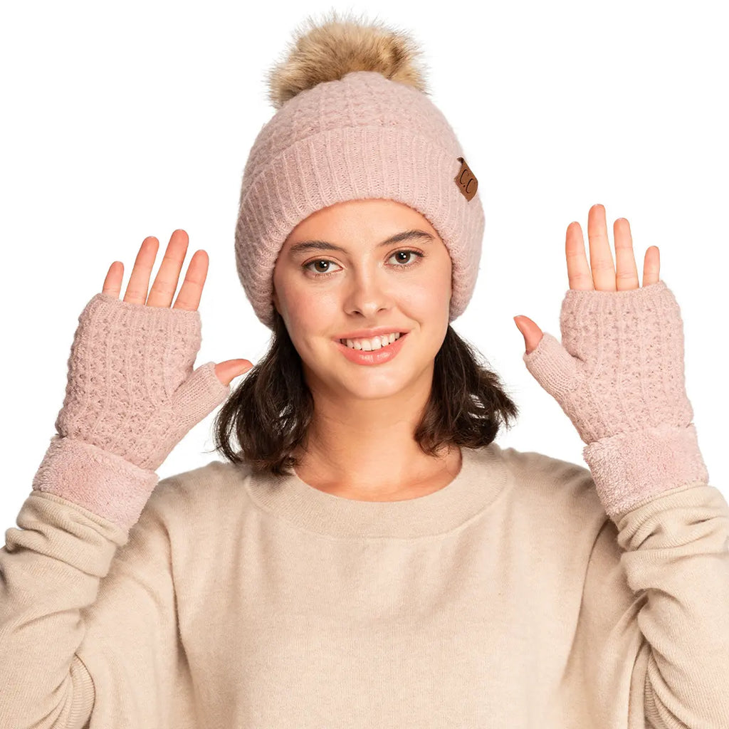 C.C Smocking Pattern Fingerless Gloves