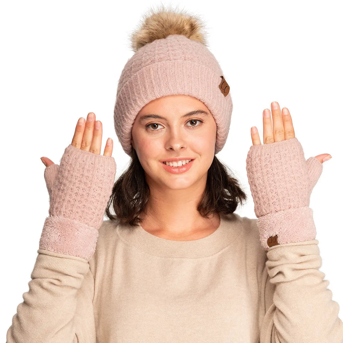 C.C Smocking Pattern Fingerless Gloves