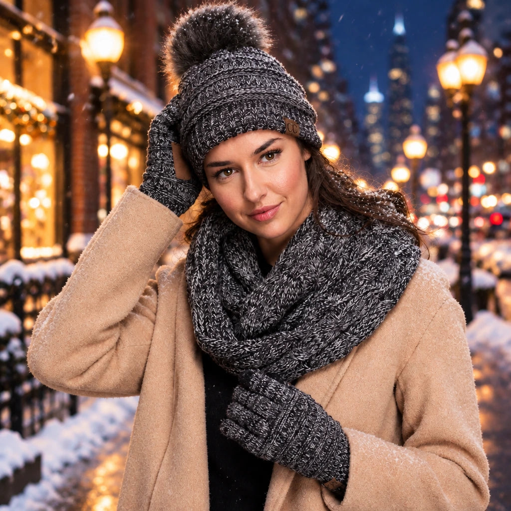 C.C Lined Multi-color Ribbed Gloves