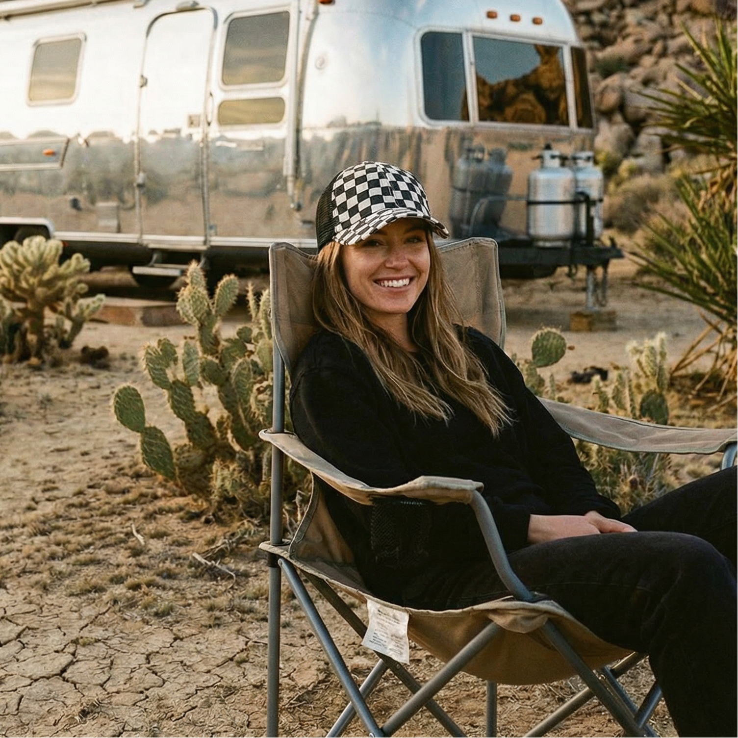 Checkered Criss-Cross Ponytail Cap