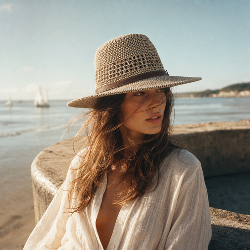 C.C Braid Paper Panama Hat with Band Details for Women verified  bonafide fedora straw