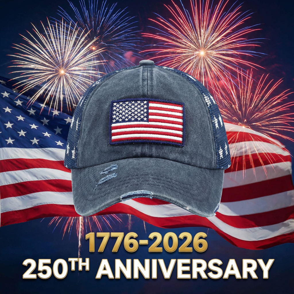 4th of July American Flag Baseball Cap with Watermark Star Mesh for Unisex unisex hat baseball hat