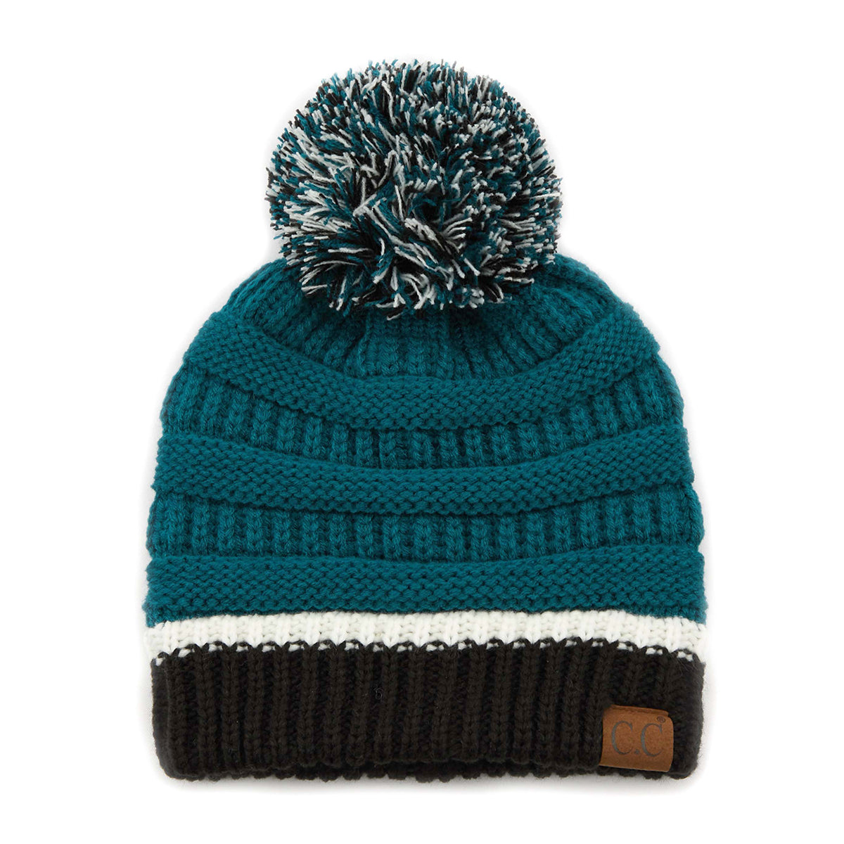 C.C Team Color Ribbed Pom Beanie