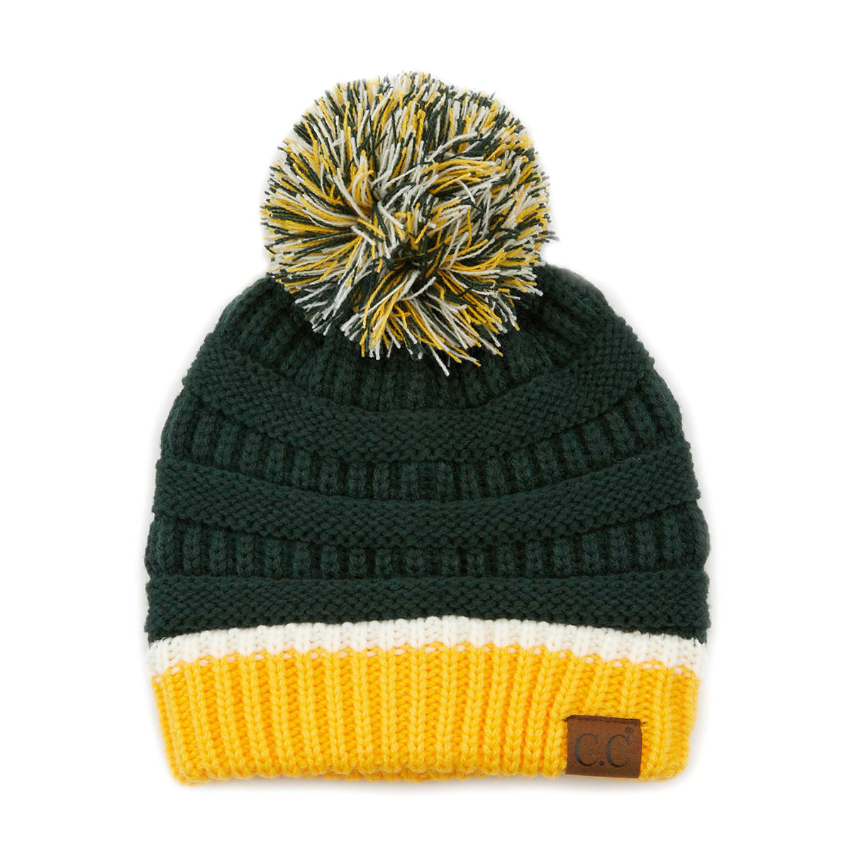 C.C Team Color Ribbed Pom Beanie