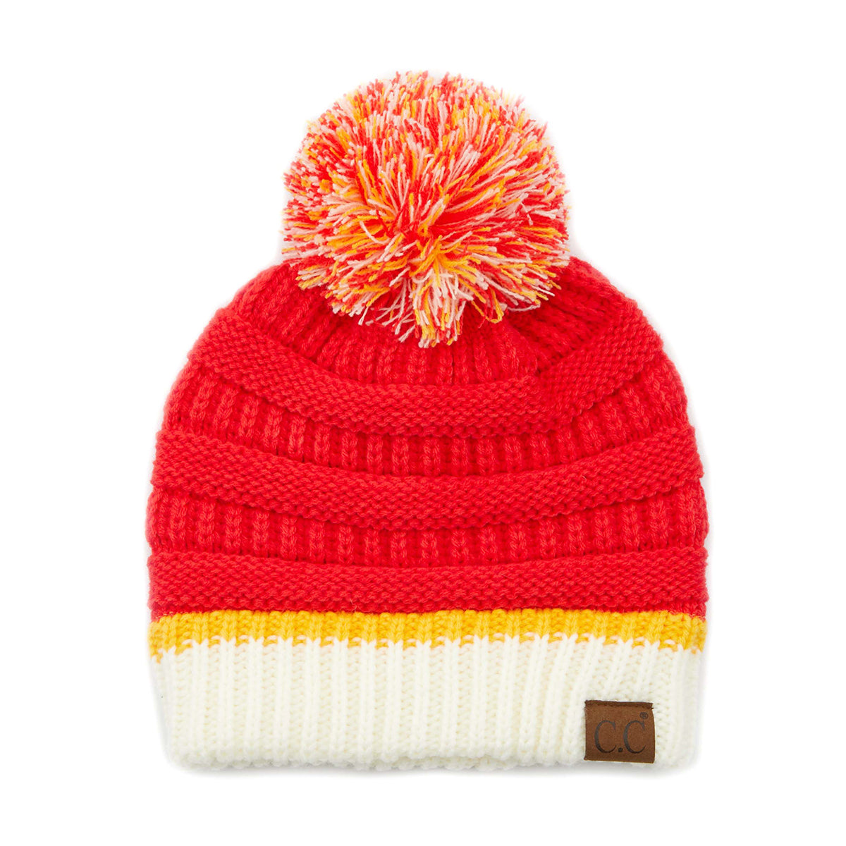C.C Team Color Ribbed Pom Beanie