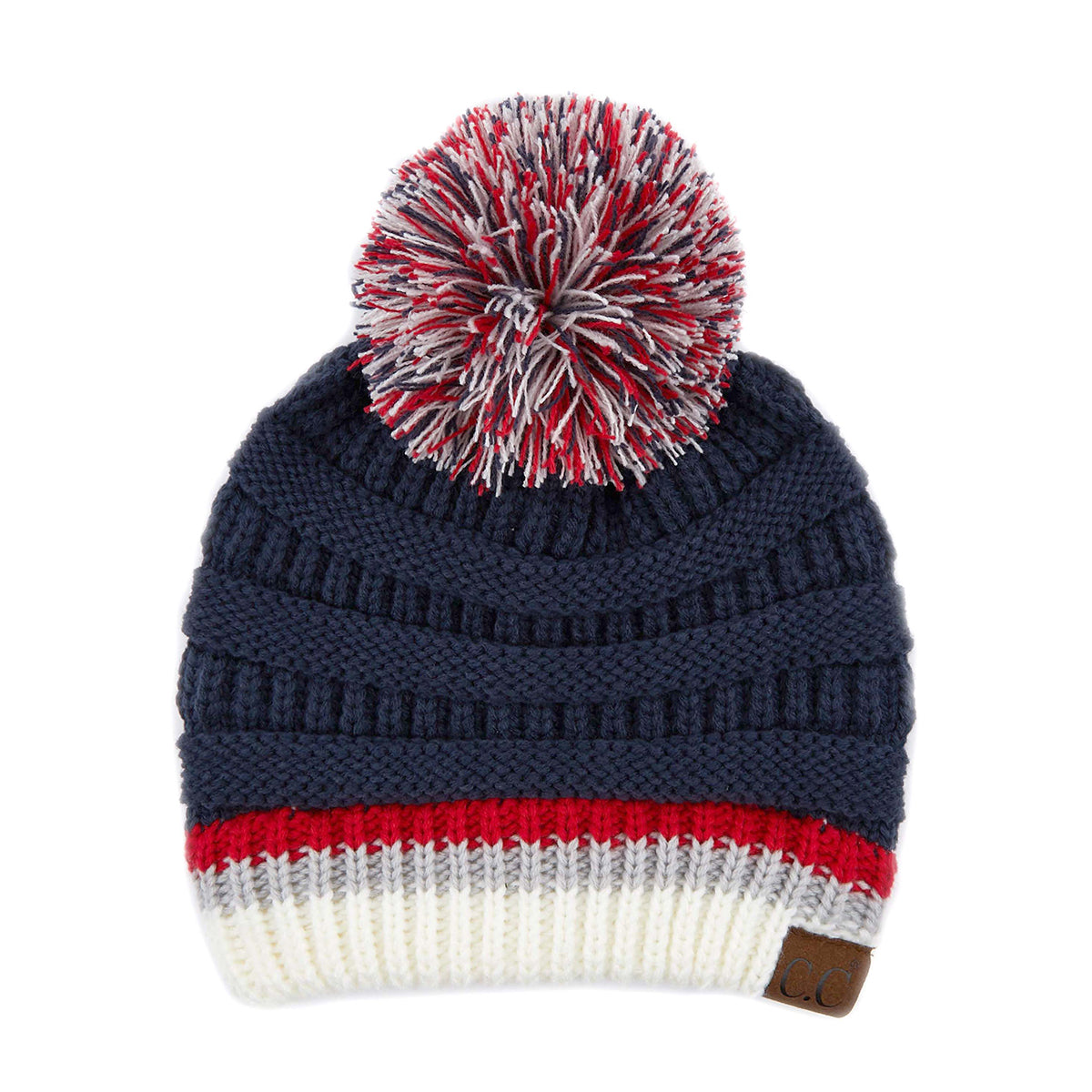C.C Team Color Ribbed Pom Beanie
