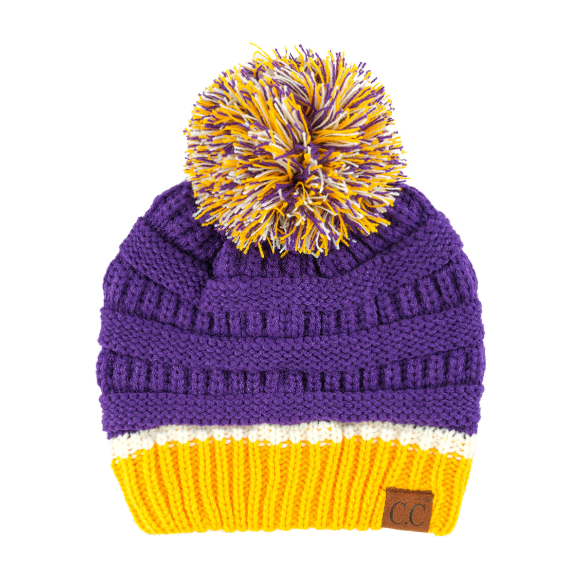 C.C Team Color Ribbed Pom Beanie