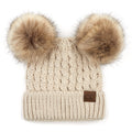 C.C Cable Knit Double Pom Beanie