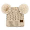 C.C Cable Knit Double Pom Beanie