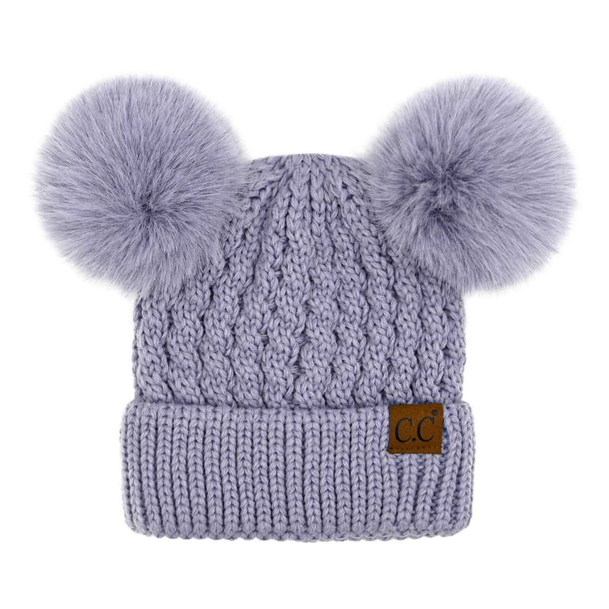C.C Cable Knit Double Pom Beanie