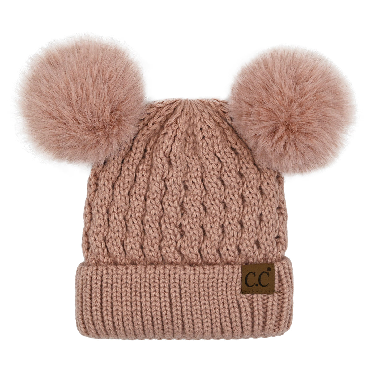 C.C Cable Knit Double Pom Beanie