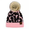 C.C Leopard Print Pom Beanie