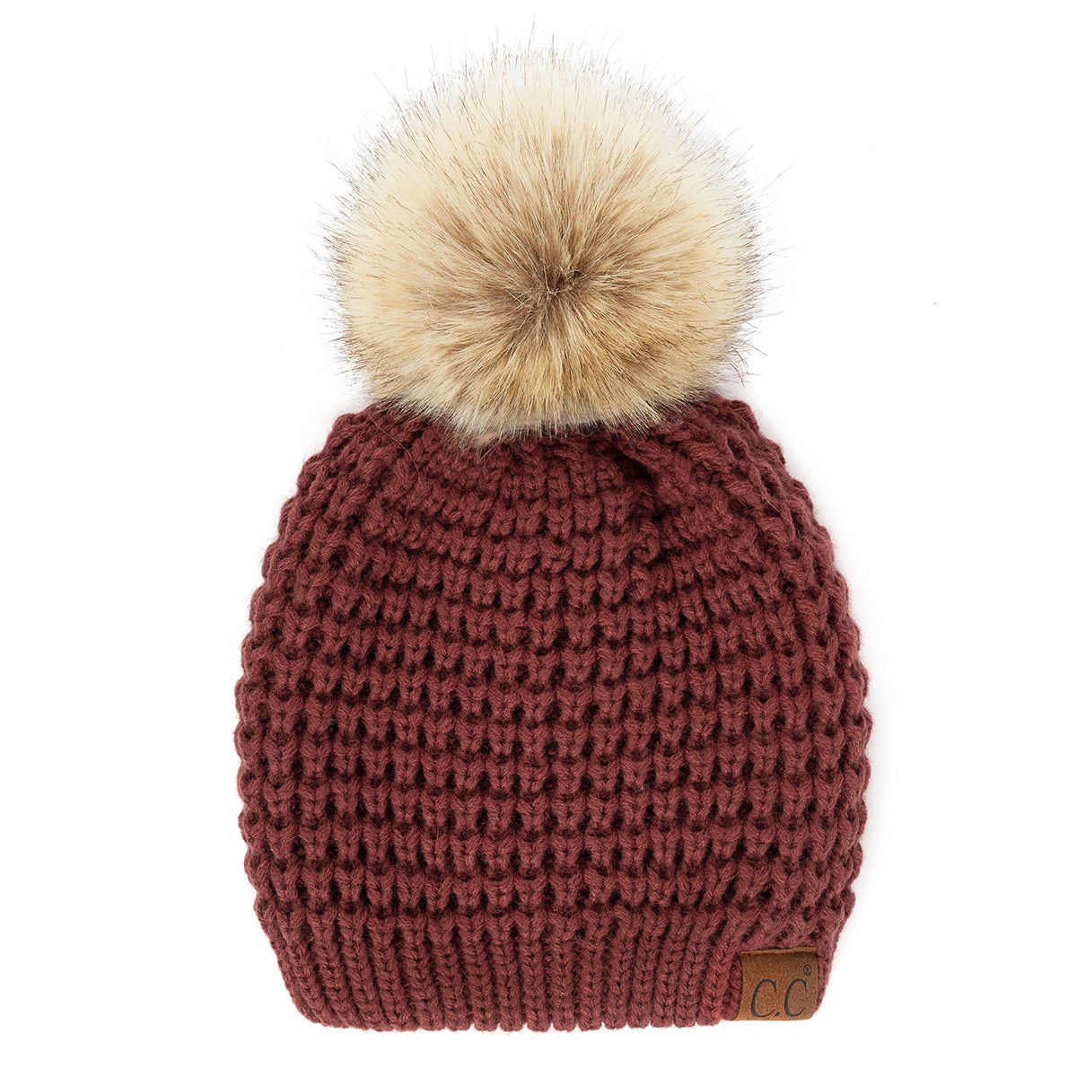 C.C Waffle Knit Pom Beanie