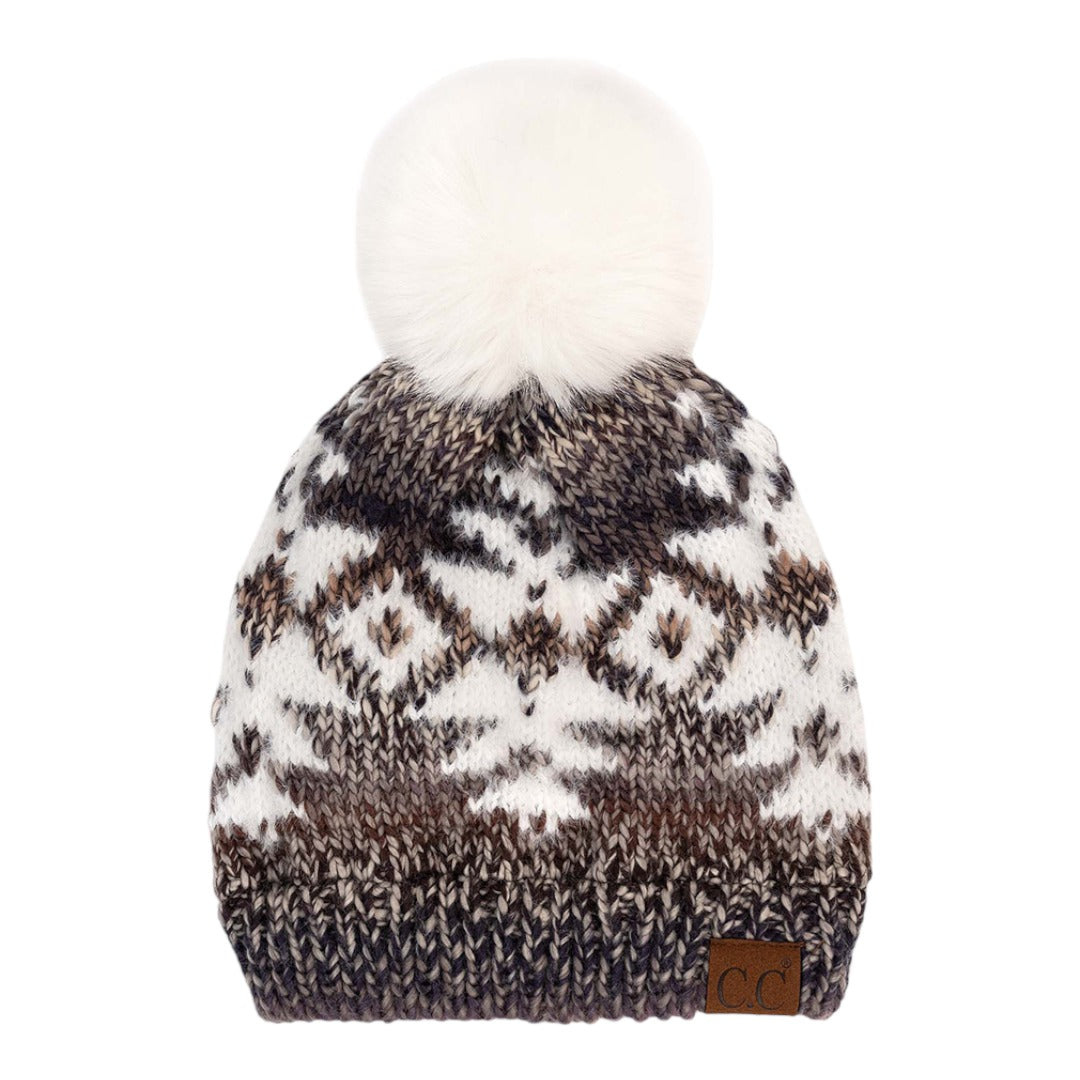 C.C Ombre Aztec Knit Pom Beanie