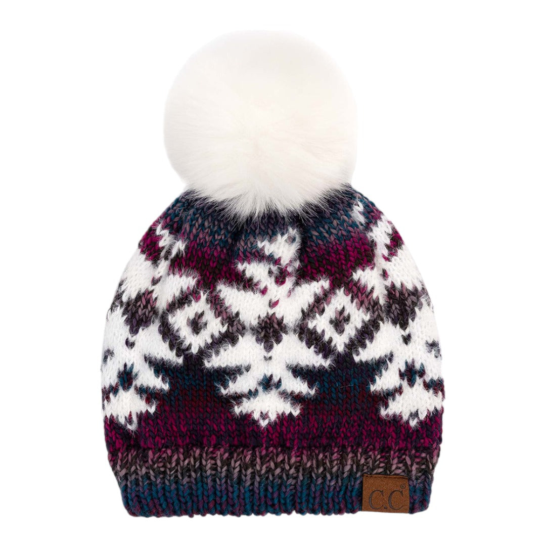 C.C Ombre Aztec Knit Pom Beanie