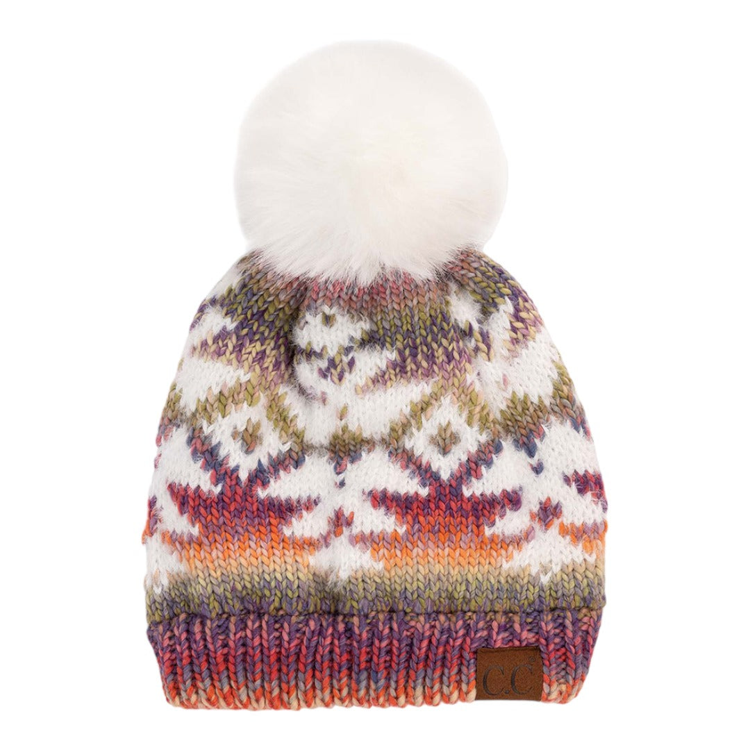 C.C Ombre Aztec Knit Pom Beanie