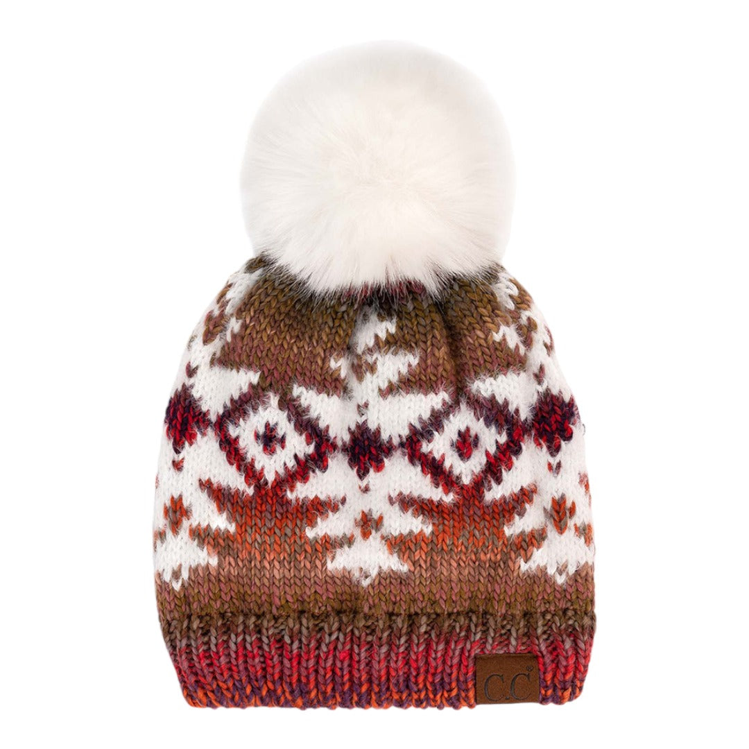 C.C Ombre Aztec Knit Pom Beanie