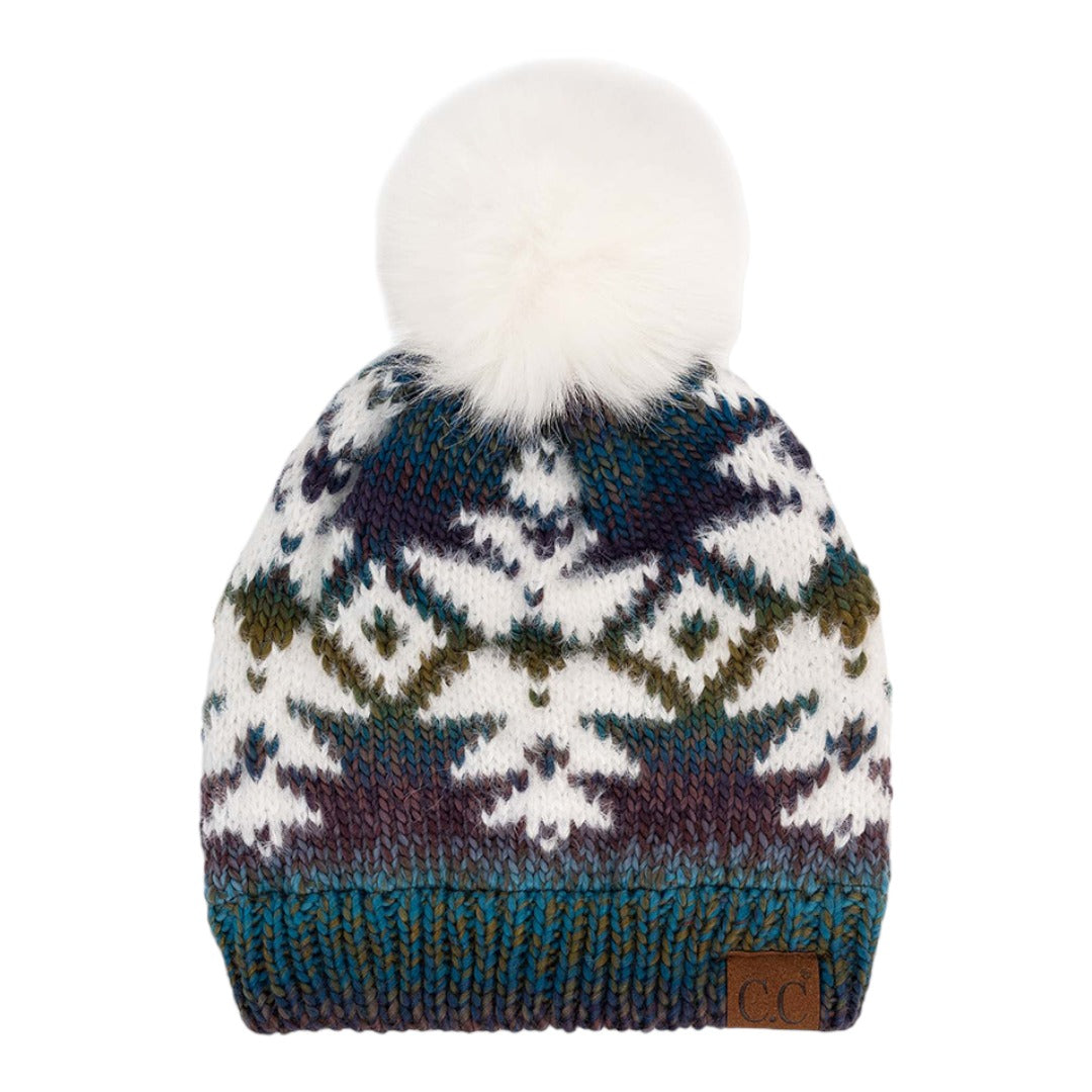 C.C Ombre Aztec Knit Pom Beanie