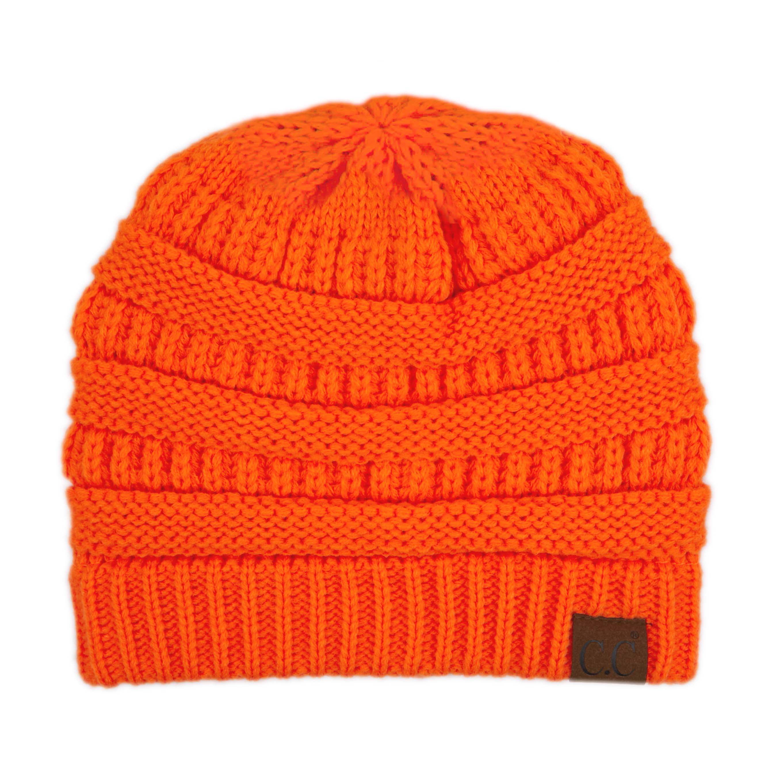 C.C Ribbed Cable Knit Ponytail Beanie