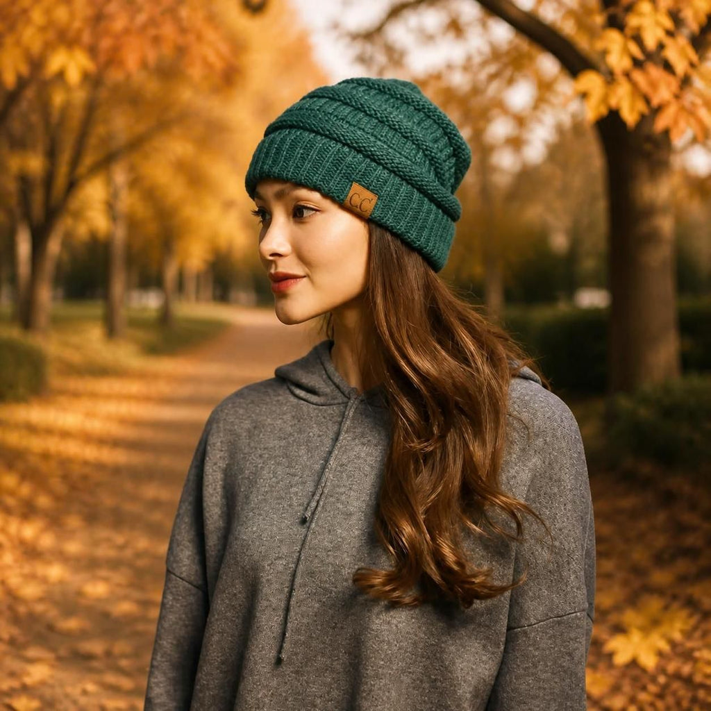 C.C Cable Knit Ribbed Beanie