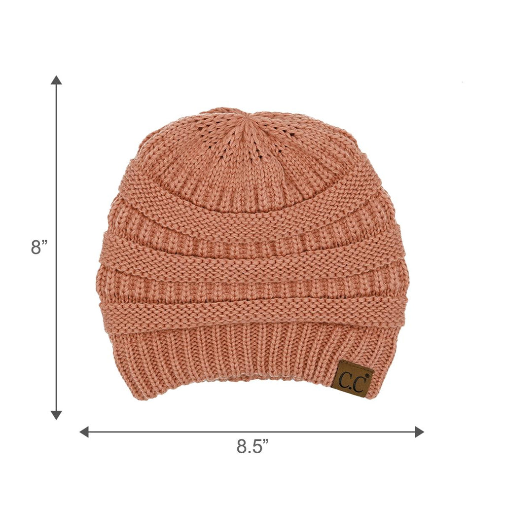 C.C Ribbed Knit Beanie with Ultra-Soft Fuzzy Lining