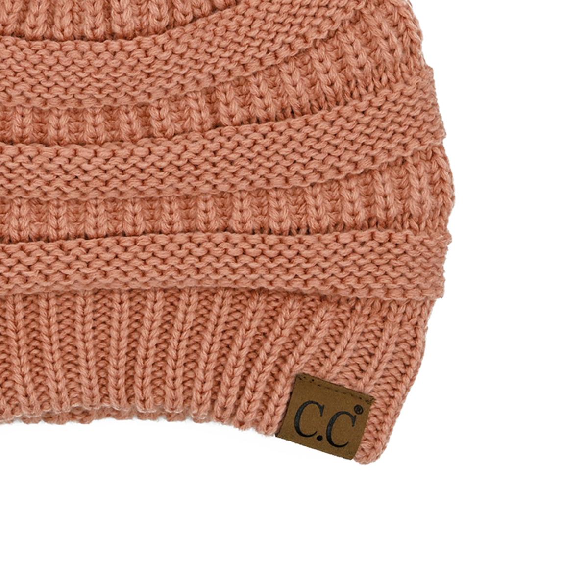 C.C Ribbed Knit Beanie with Ultra-Soft Fuzzy Lining