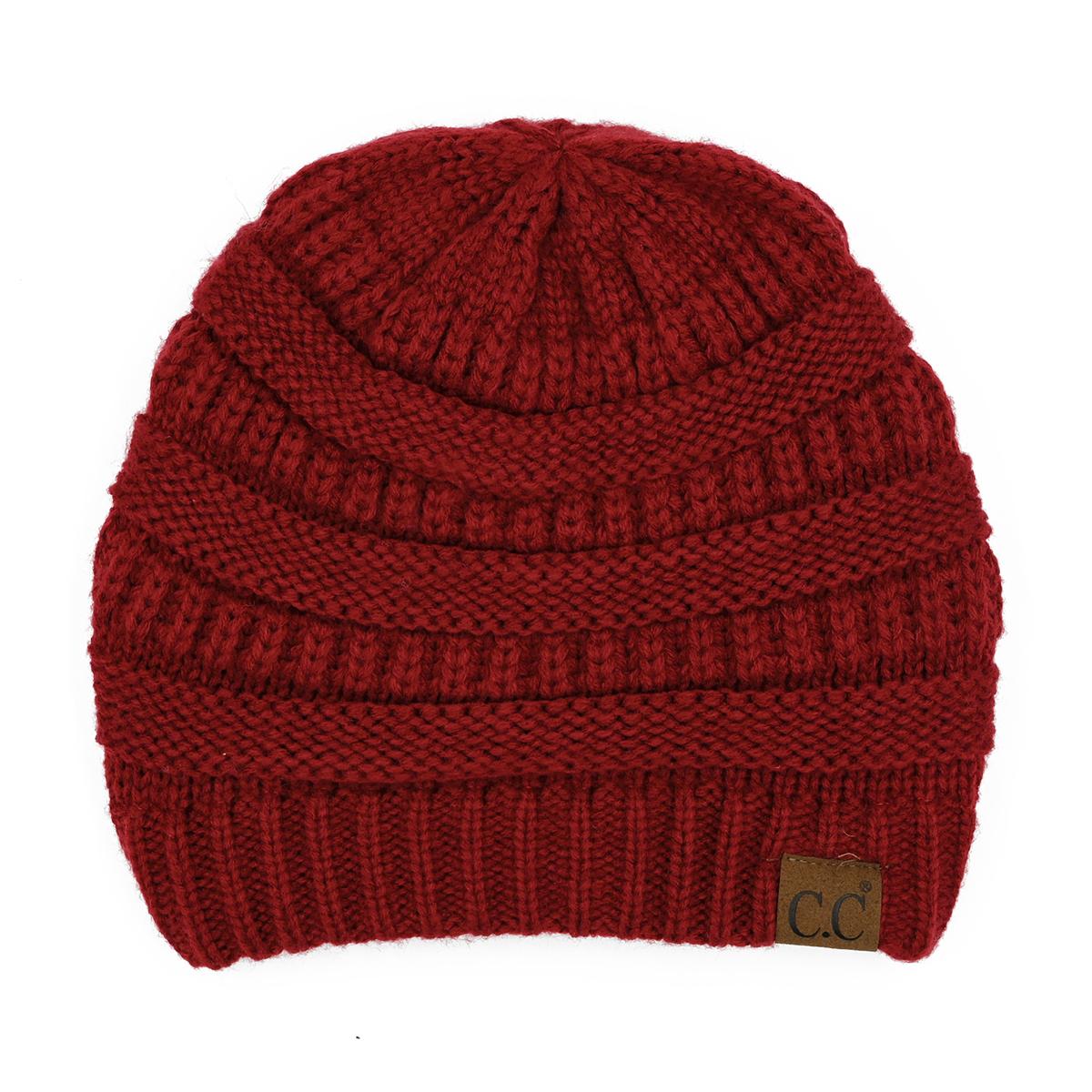 C.C Ribbed Knit Beanie with Ultra-Soft Fuzzy Lining