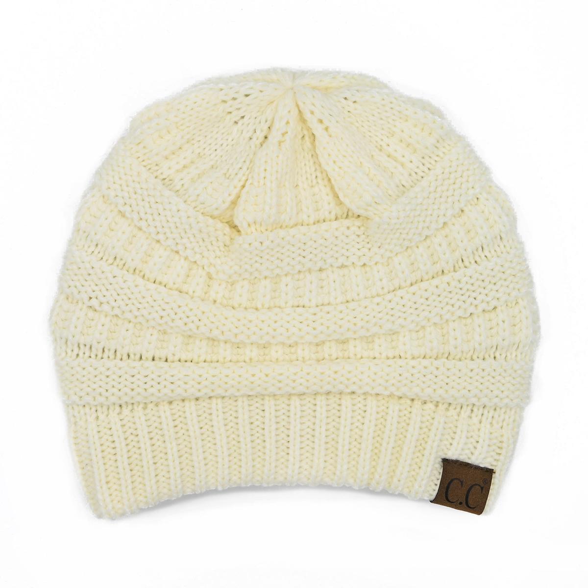 C.C Ribbed Knit Beanie with Ultra-Soft Fuzzy Lining