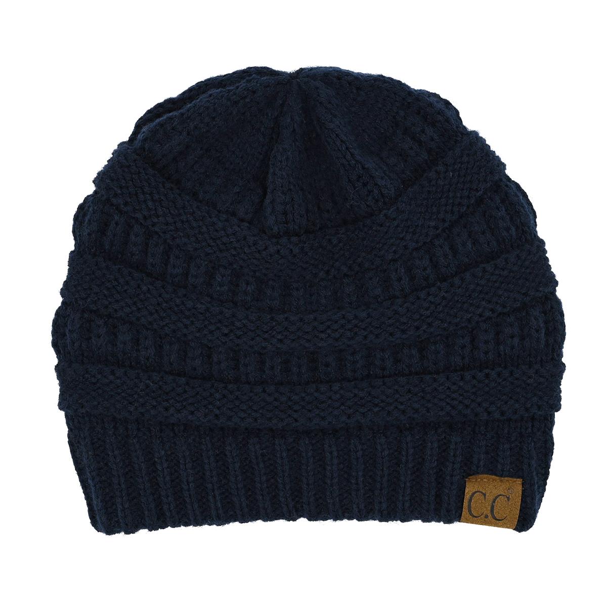 C.C Ribbed Knit Beanie with Ultra-Soft Fuzzy Lining