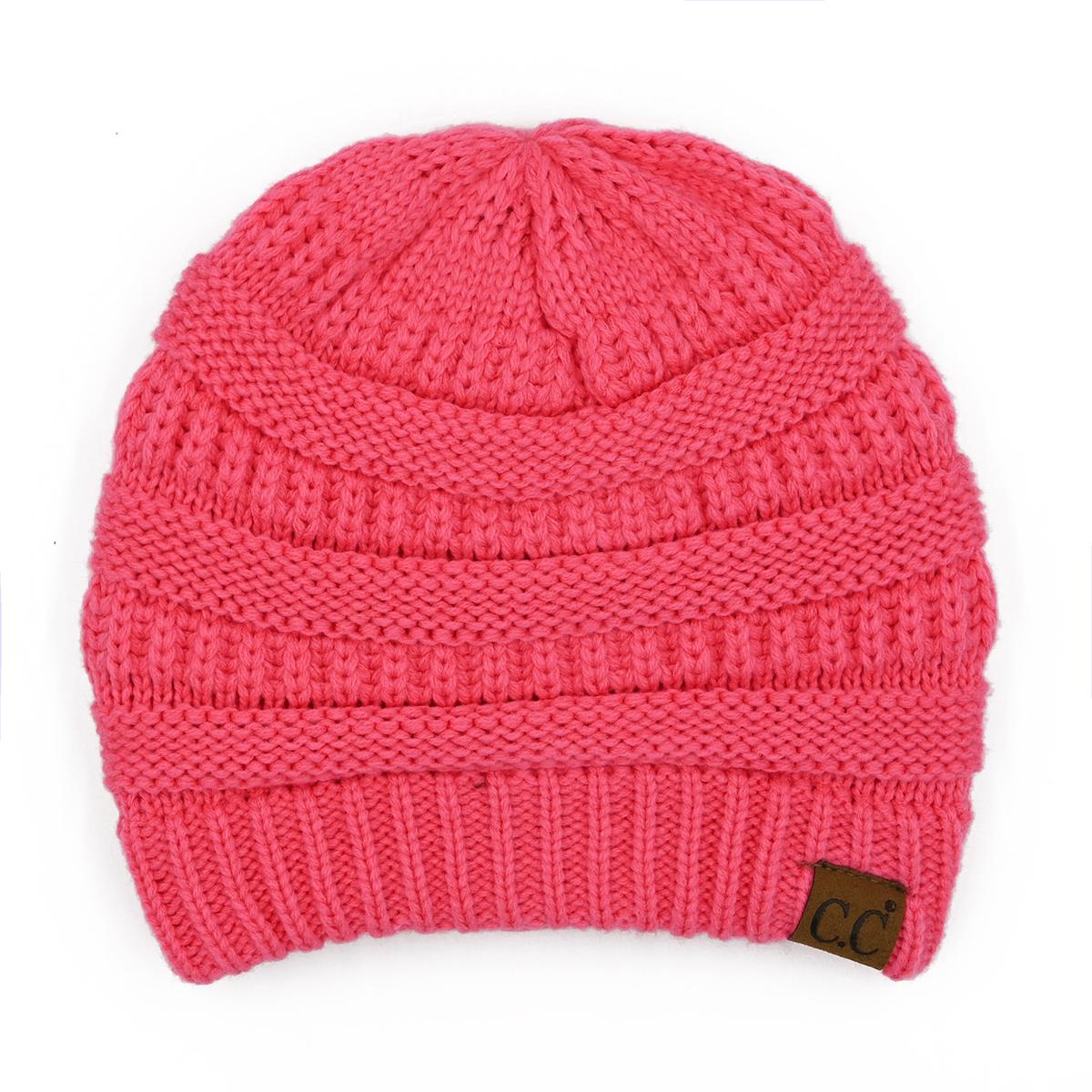 C.C Ribbed Knit Beanie with Ultra-Soft Fuzzy Lining