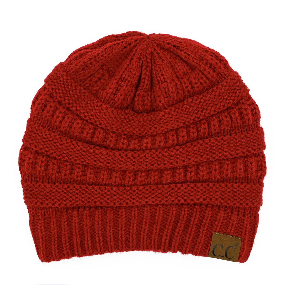 C.C Ribbed Knit Beanie with Ultra-Soft Fuzzy Lining