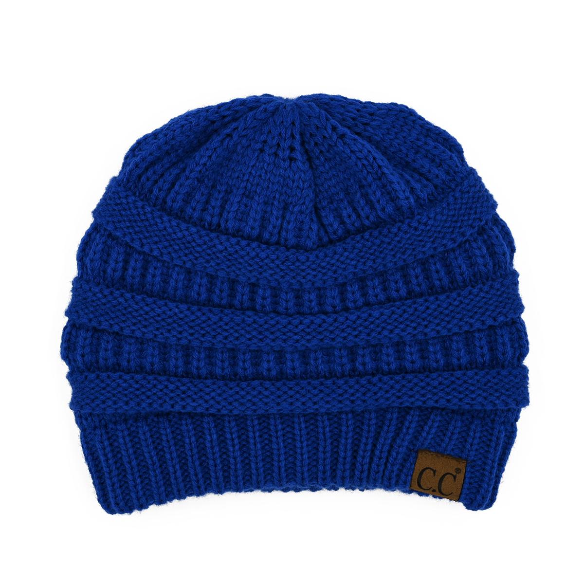 C.C Ribbed Knit Beanie with Ultra-Soft Fuzzy Lining