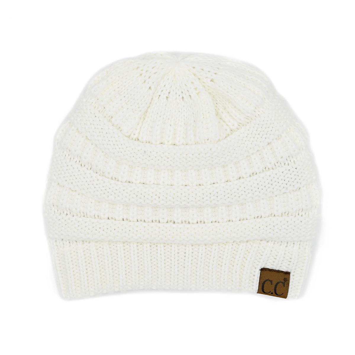 C.C Ribbed Knit Beanie with Ultra-Soft Fuzzy Lining