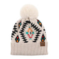 C.C Aztec Print Pom Beanie