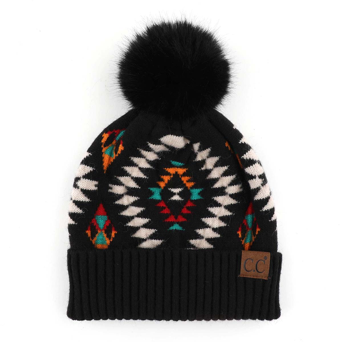 C.C Aztec Print Pom Beanie