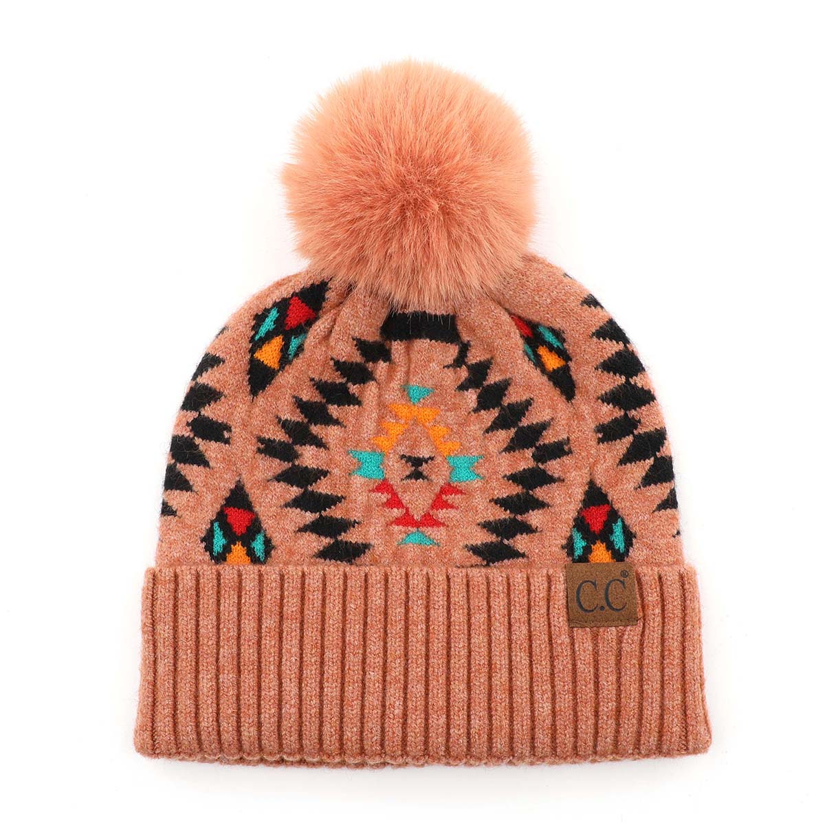 C.C Aztec Print Pom Beanie