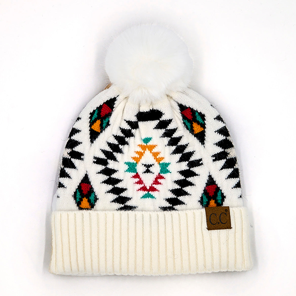 C.C Aztec Print Pom Beanie