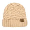 C.C Criss-Cross Pattern Striped Cuff Beanie
