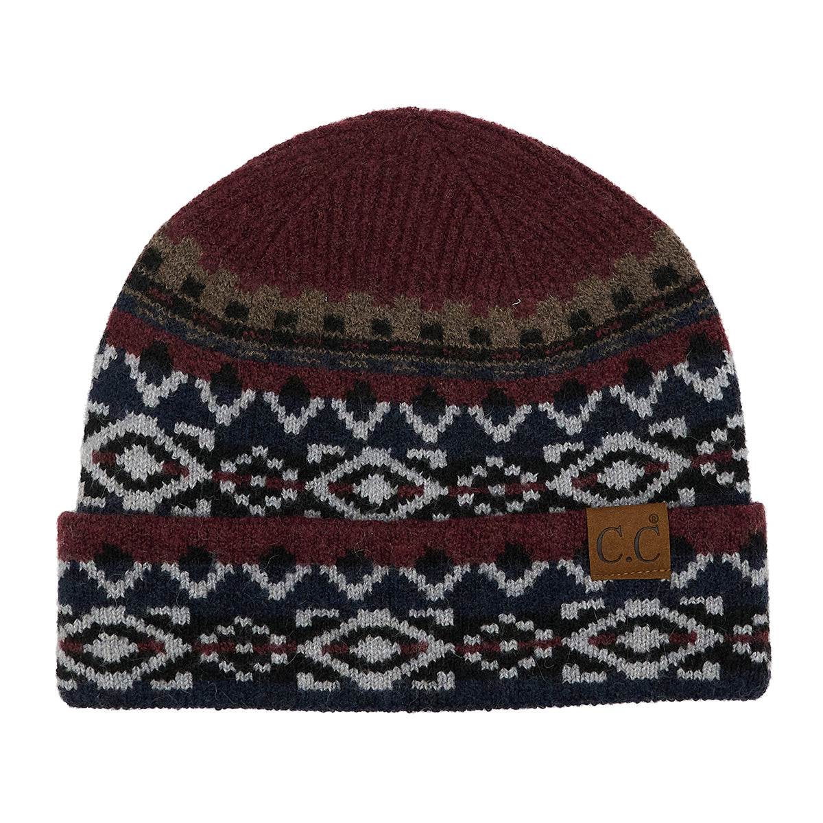 C.C Recycled Aztec Print Cuff Beanie