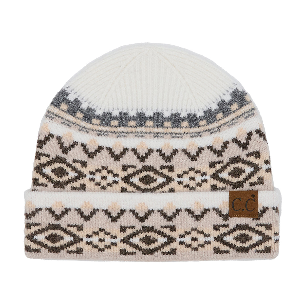 C.C Recycled Aztec Print Cuff Beanie
