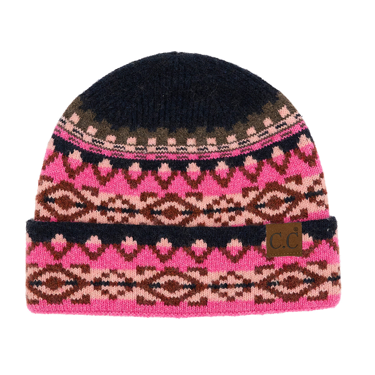 C.C Recycled Aztec Print Cuff Beanie
